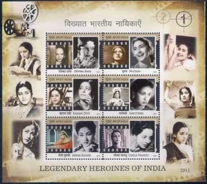 2011 LEGENDARY HEROINES OF INDIAN CINEMA MINIATURE SHEET STAMP MS MNH INDIA - Picture 1 of 1