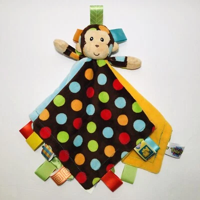 Manta de seguridad Taggies Monkey lunares polar verde satinado forrada Lovey  Foto 1 de 4