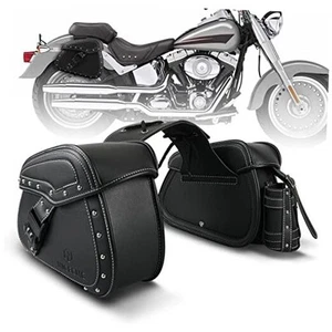Motorcycle Saddle Bags, PU leather Motorcycle Saddlebags, Reinforced Straps & - Picture 1 of 7