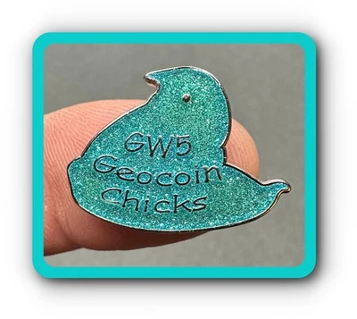 Geocoin GW5 Geocoin Chicks Aqua-Green Two-Tone Colors SRGS33 Polished Nickel - Image 1 of 2