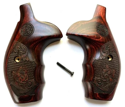 Smith & Wesson S&W N Frame Grips Round Butt Grips Rosewood Scroll Design - Image 1 of 4