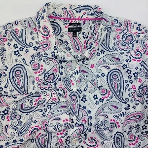 Talbots Non-Iron Button Up Shirt Women's Size 16 Paisley Print 3/4 Sleeves NWOT - Picture 1 of 9