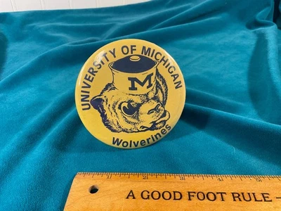 Vtg University of Michigan Wolverines Pinback Button 3.5 Inches - Image 1 of 4
