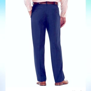 Men's Croft & Barrow navy pleated Pants button pockets back cotton Polyester 42 - Picture 1 of 11