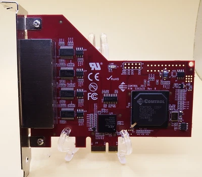 Adaptador Comtrol RocketPort 4 portas placa serial PCIe P/N 5302635 multiporta RS-232 - Imagem 1 de 4