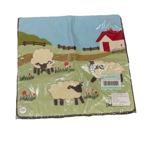 The Company Store Kissenbezüge Bezug 18x18" strukturiert bestickt Schaf Bauernhof NEU - Bild 1 von 8