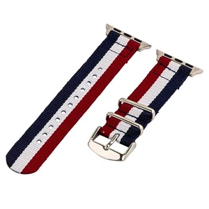Rojo/Blanco/Azul - Correa de reloj clásica de nailon SS de 2 piezas para Apple Watch de 38 mm - Imagen 1 de 1