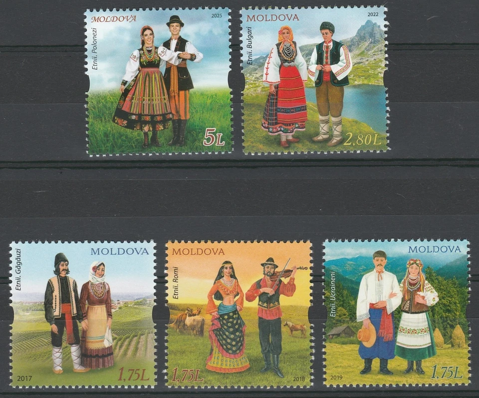Moldova 2017-2025 Ethnicity: Romani, Polish, Ukrainians, Bulgarians 5 MNH stamps - Image 1 of 1