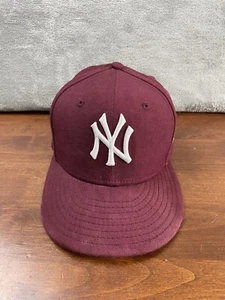 New York Yankees MLB Authentic New Era 59FIFTY Fitted Hat 7 1/8 Wool Burgundy - Picture 1 of 15