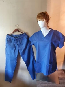 Fashion Unisex V-Neck. Deep Pockets Medical Scrub Uniform Set. Free Gift... - Picture 1 of 9