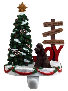 Poodle Stocking Holder Hanger Chocolate Sport Cut - Picture 1 of 1