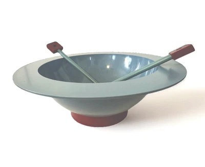 Juego de ensaladera Alessi Michael Graves utensilios para servir vintage Italia plástico azul Foto 1 de 4