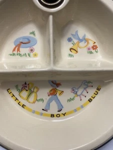 Vintage Bartsch verchromt Porzellan Wärmschale für Baby kleiner Junge blau - Bild 1 von 12