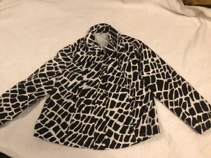 Studio Works~Giraffe/Animal Print Black & White Lined Jacket Plus Size 3X - Picture 1 of 8