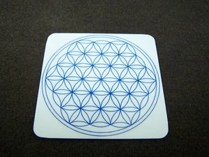 Untersetzer Blume des Lebens 8 cm Karte Lebensblume Weiß/Blau - Bild 1 von 2