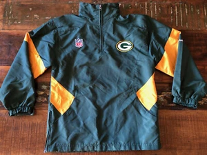 Green Bay Packers NFL Reebok Pullover 1/4 Zip Windbreaker Jacket Youth L (14/16) - Picture 1 of 12