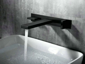 Black Basin Faucet Wall Mounted 3PCS Connect 2 Handles Bathroom Sink Mixer Taps - Picture 1 of 12