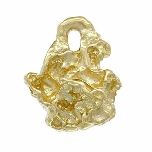 14k Yellow Gold Solid Free Form Nugget Charm Pendant 2.8 grams - Picture 1 of 9