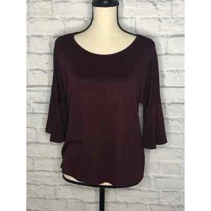 Piphany Adult Blouse XS Maroon Solid Rayon Stretch 3/4 Sleeve Lenox Women's - Picture 1 of 5