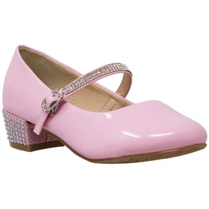 SOBEYO Kids Dress Shoes Rhinestone Ankle Strap Mary Jane Pumps Pink - Picture 1 of 6