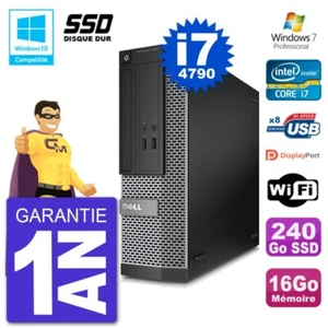 PC DELL 3020 SFF Intel i7-4790 RAM 16Go SSD 240Go Dvd-Brenner Wifi W7 - Bild 1 von 3