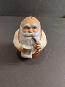 Weihnachtsschmuck handbemalt prall Vintage Keramik Weihnachtsmann geht durch die Liste - Bild 1 von 13
