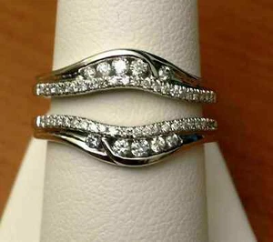 14k White Gold Plated 1.50Ct Round Lab Created Diamond Enhancer Wrap Band Ring - Picture 1 of 5