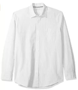 NWT ESSENTIALS Men's Regular-Fit Long-Sleeve Casual Poplin Shirt, Gray, size L - Picture 1 of 6