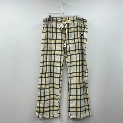 NFL Green Bay Packers Flannel Plaid Pajama Mid-Rise Bootcut Pants Loungewear XXL Cover