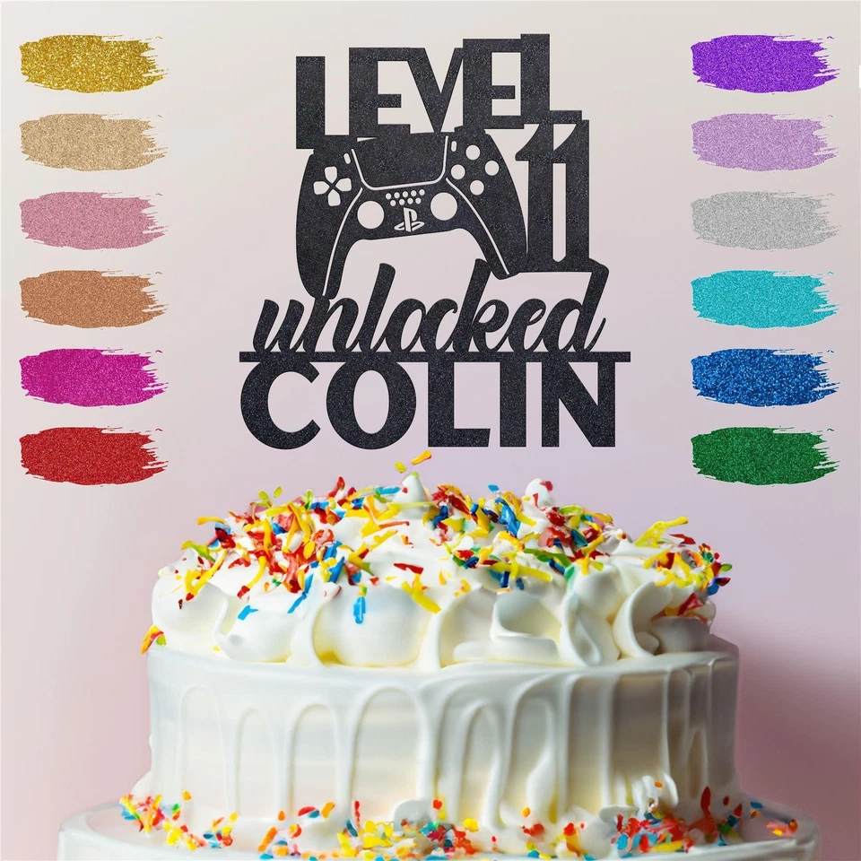 YOUNIQUE GIFTS Personalised PS5 Controller Playstation Gamer Cake Glitter Topper Birthday Age