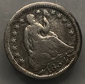 1854 Seated Liberty Half Dime ~ Fine Detail - Picture 1 of 2