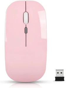 Mouse inalámbrico delgado recargable, óptico silencioso portátil 2,4 G ultra delgado - Imagen 1 de 1