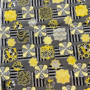 Fabric Lot 2 Yds 8 Ins 42 W PopArt Blocks Yellow Gray Home Dec Quilts SEE COORD - Picture 1 of 13