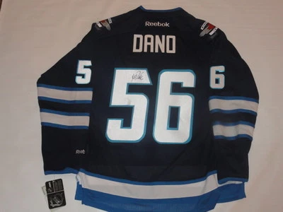 MARKO DANO SIGNED WINNIPEG JETS #56 HOME JERSEY RARE LICENSED JSA COA - Image 1 of 2