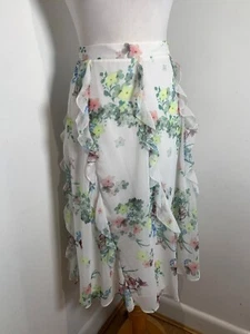 Ted Baker Pergola printed ruffle midi skirt 1 UK 8 NEW BNWT Lurissa ruffle flora - Picture 1 of 8