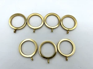 Rejuvenation Drapery Rings Flat With Eyelets Set 7 Aged Brass For Rod 1 1/4" - Picture 1 of 8