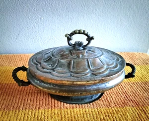 Antique hammered copper serving dish - Imagen 1 de 8