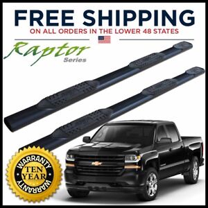 Running Boards Wheel To Wheel 6in Steps Black for 07-18 GMC Crew Cab 6.6ft Bed