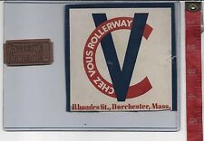 vintage lot roller rink decal & ticket Chez Vous Rollerway Mass