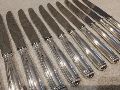 Винтажный 1990 посеребренный 12 обед ножи Christofle Malmaison 24,6 см - Изображение 1 из 4