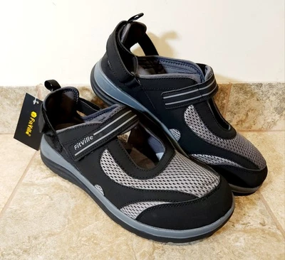 FitVille | Zapatos cómodos planos extra anchos Mary Jane 11 EW para mujer negros grises NUEVO Foto 1 de 4