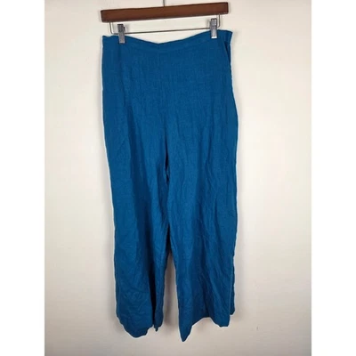 Pantalones Bryn Walker Azul Lino Pierna Ancha Cintura Elástica Hechos en EE. UU. Talla M Foto 1 de 4