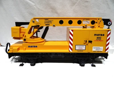 Coche grúa de construcción amarillo vintage LGB 4042 G escala "Matra" Foto 1 de 4