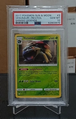 2017 Pokemon Shining Legends Venusaur #3 3/73 Reverese Holo Graded PSA 10 POP 15 - Image 1 of 2