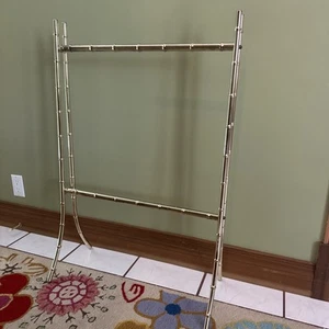 Vintage Metal Faux Bamboo Quilt Blanket Stand Rack freestanding 1970's 38"T MCM - Picture 1 of 7