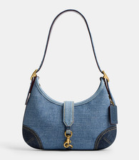 Coach Hamptons Hobo Bag With Repurposed Denim In Denim/Brass/Blue CW647