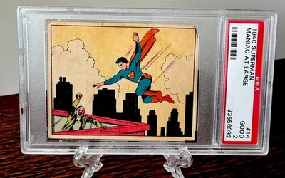 1940 SUPERMAN MANIAC AT LARGE CARD #14 PSA 2 GOOD RARE ISSUE GUM INC. GRADED - Image 1 of 3