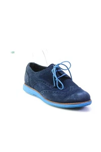 Cole Haan Womesn Suede Lace Up Low Top Oxfords Sneakers Blue Size 8.5 - Picture 1 of 6