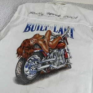 Biker Design Shirt Mens XLarge White Sleeveless Denim 2001 Rally Week Sturgis - Picture 1 of 10