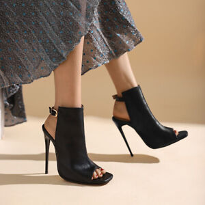 Handmade Ladies 12cm Stiletto Heel Dress Pumps Fashion Prom Shoes Black FV125